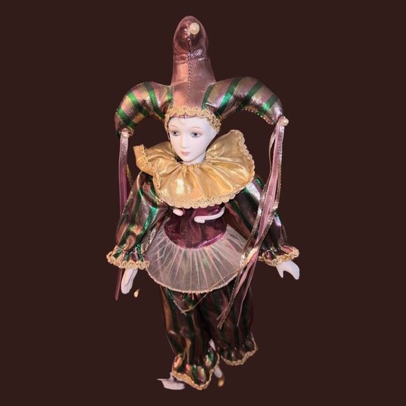 5 Harlequin Porcelain Clown Jester Doll Hands Feet Hand Painted Art W/ Stands 18 - Picture 16 of 16